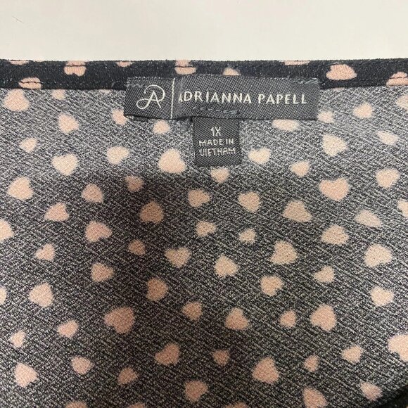 Adrianna Papell Heart Print Tunic Shirt Top Women's 1X Black Romance Valentines - Picture 5 of 12